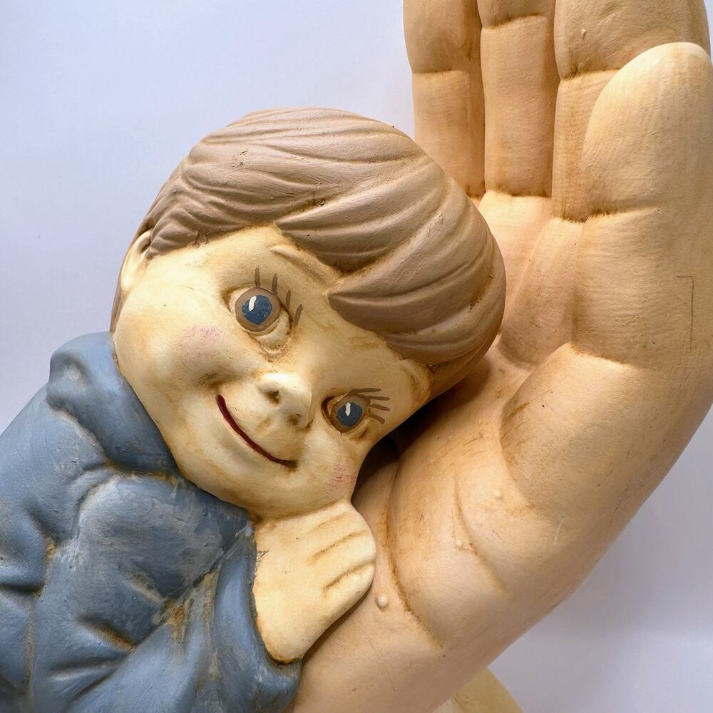 Vtg 1977 Scioto Ceramics Boy Hand of the Lord God Set Cute Original Large Figure